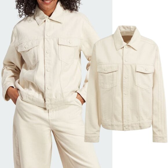 adidas x KSENIASCHNAIDER 3-Stripe Denim Jacket Women's, Natural Size Small - Picture 8 of 12